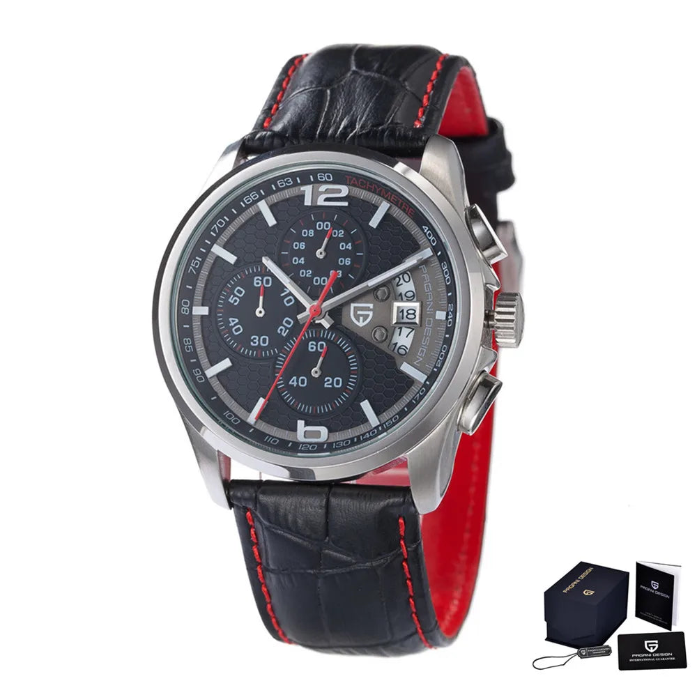 Men's Chronograph Sport Watch With Leather Strap