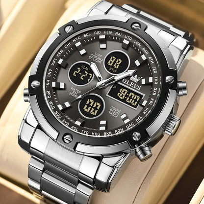 Men's Analog-Digital Stainless Steel Sports Watch