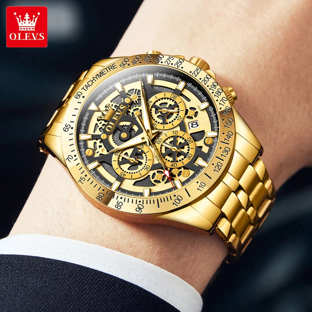Men’s Skeleton Stainless Steel Chronograph Watch