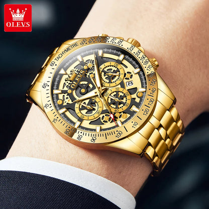 Men’s Skeleton Stainless Steel Chronograph Watch