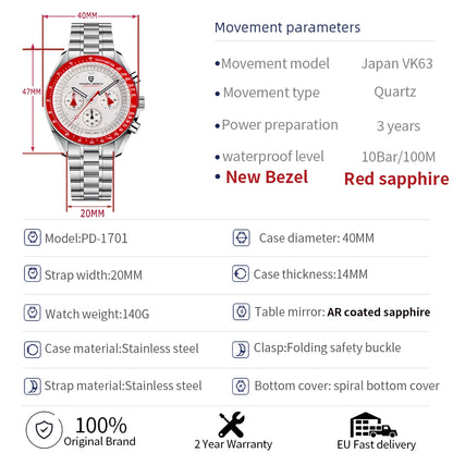 Men’s Chronograph Moon Watch Quartz With Sapphire Glass
