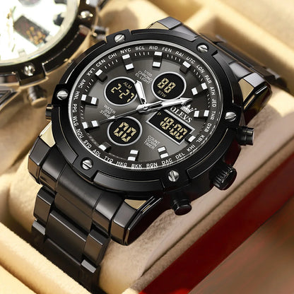 Men's Analog-Digital Stainless Steel Sports Watch