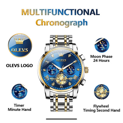 Men’s Chronograph Dress Watch With Moon Phase Display