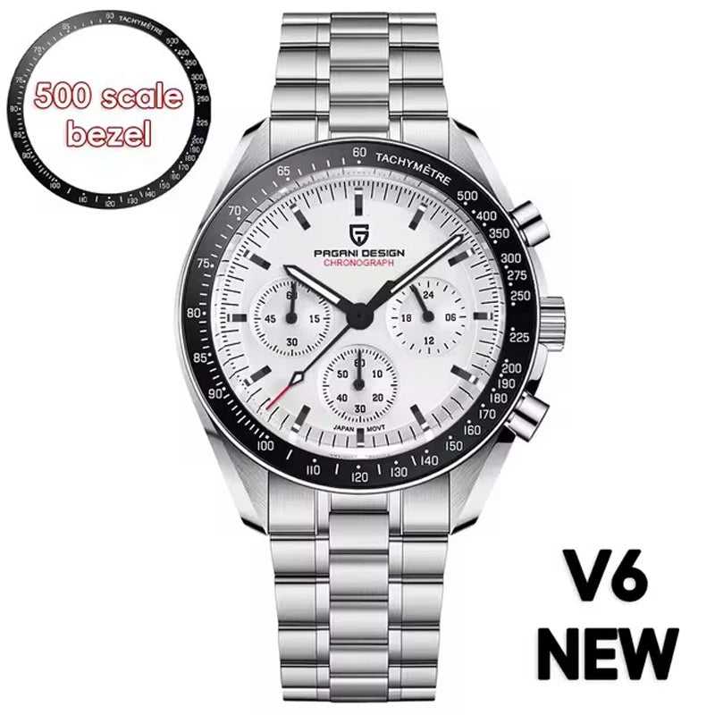 Men’s Luxury Chronograph Watch Quartz Moonphase Style