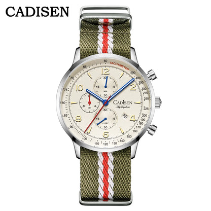 Men's Canvas Strap Chronograph Watch, 5ATM Waterproof