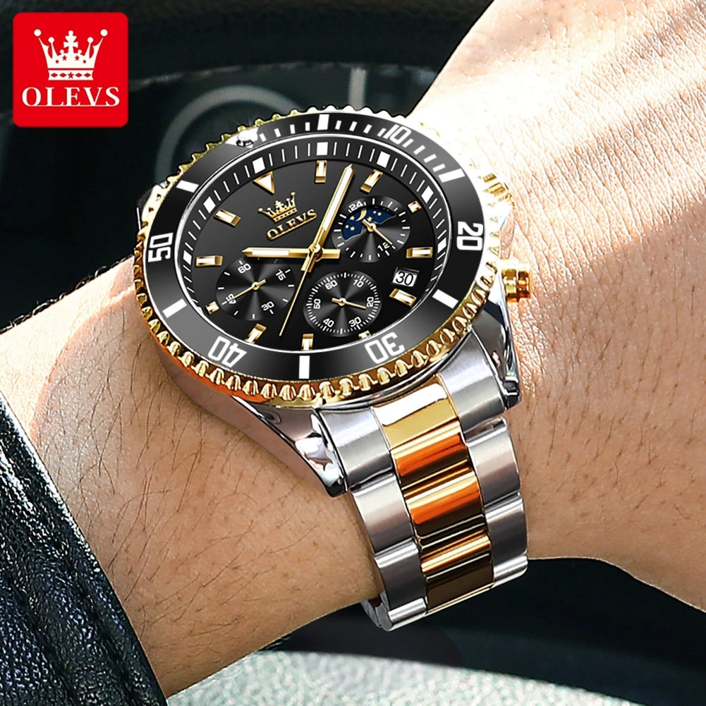 Men’s Luxury Moon Phase Chronograph Quartz Watch