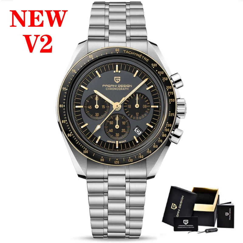 Men’s Luxury Chronograph Watch Quartz Moonphase Style