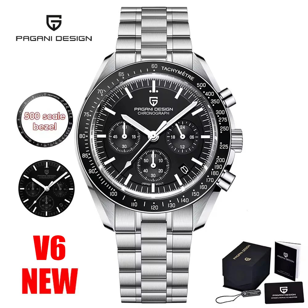 Men’s Luxury Chronograph Watch Quartz Moonphase Style