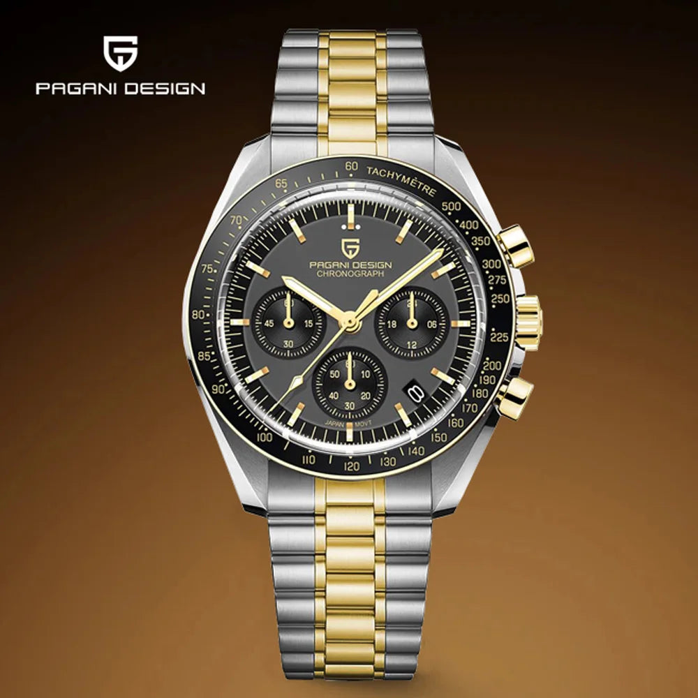 Men’s Luxury Chronograph Watch Quartz Moonphase Style