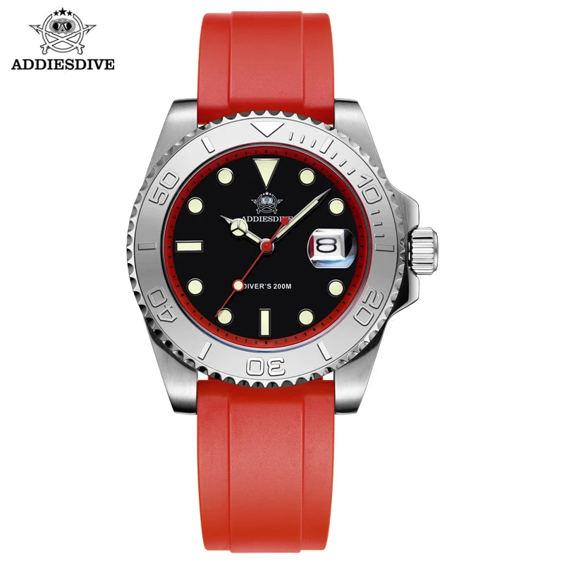 41mm Quartz Dive Watch 200m – Luminous Dial & Rubber Strap
