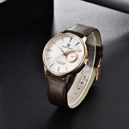 Men’s Quartz Dress Watch 10 Bar – Leather Strap, 40 mm