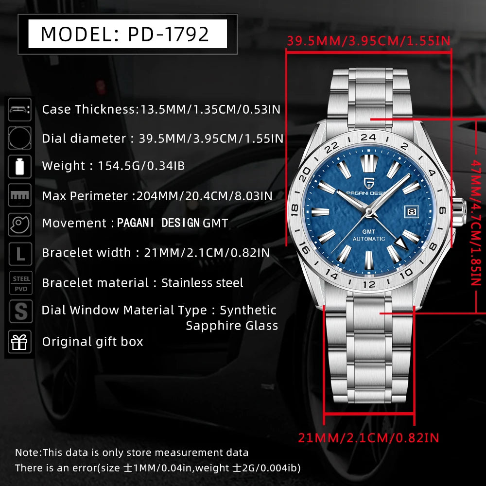 Men’s Automatic GMT Watch 40 mm Sapphire Crystal