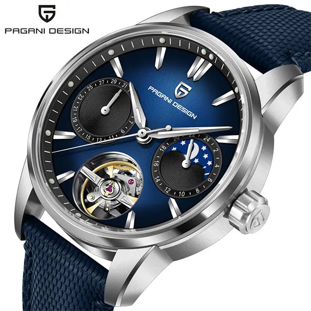 Men’s Tourbillon Automatic Watch Sapphire Crystal Leather