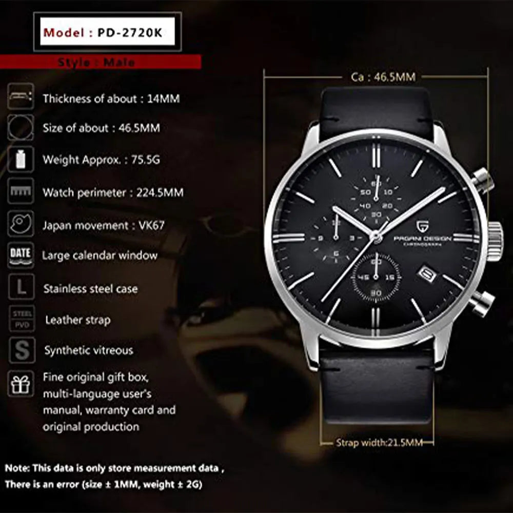 Men’s Chronograph Quartz Watch Sapphire Crystal 3Bar