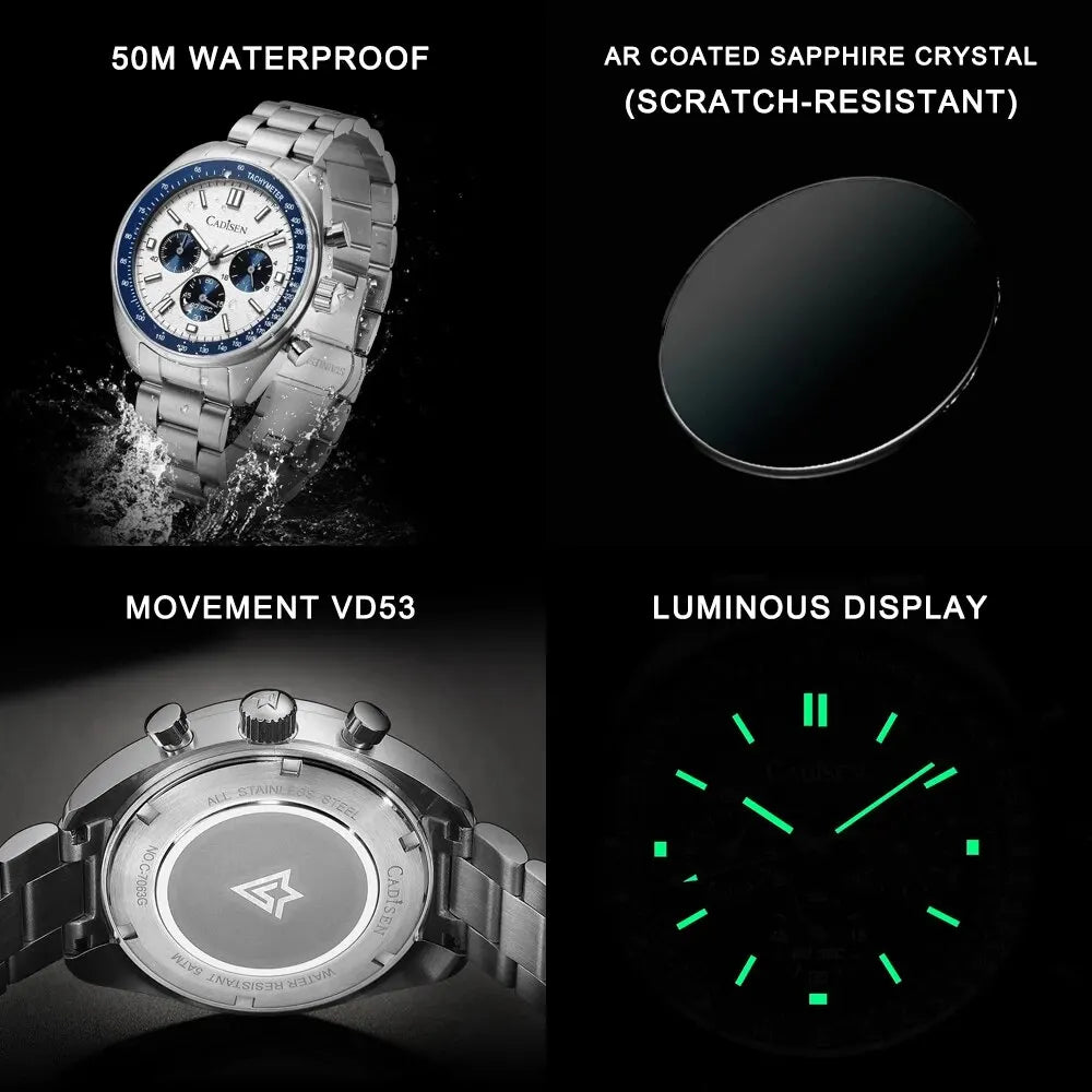 Men’s Stainless Steel Chronograph Watch With Sapphire