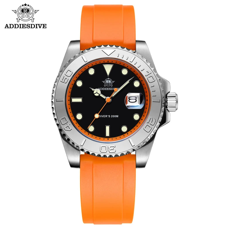 41mm Quartz Dive Watch 200m – Luminous Dial & Rubber Strap