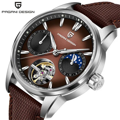 Men’s Tourbillon Automatic Watch Sapphire Crystal Leather