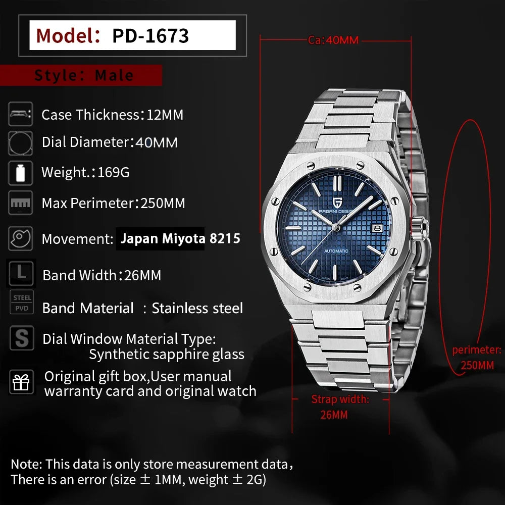 Men’s Automatic Dive Watch 40 mm Sapphire Steel