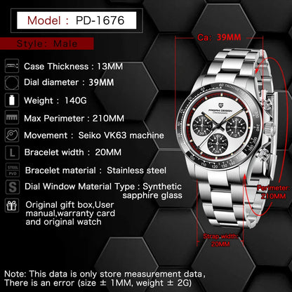 Men’s Chronograph Quartz Watch Ceramic Bezel 100 m