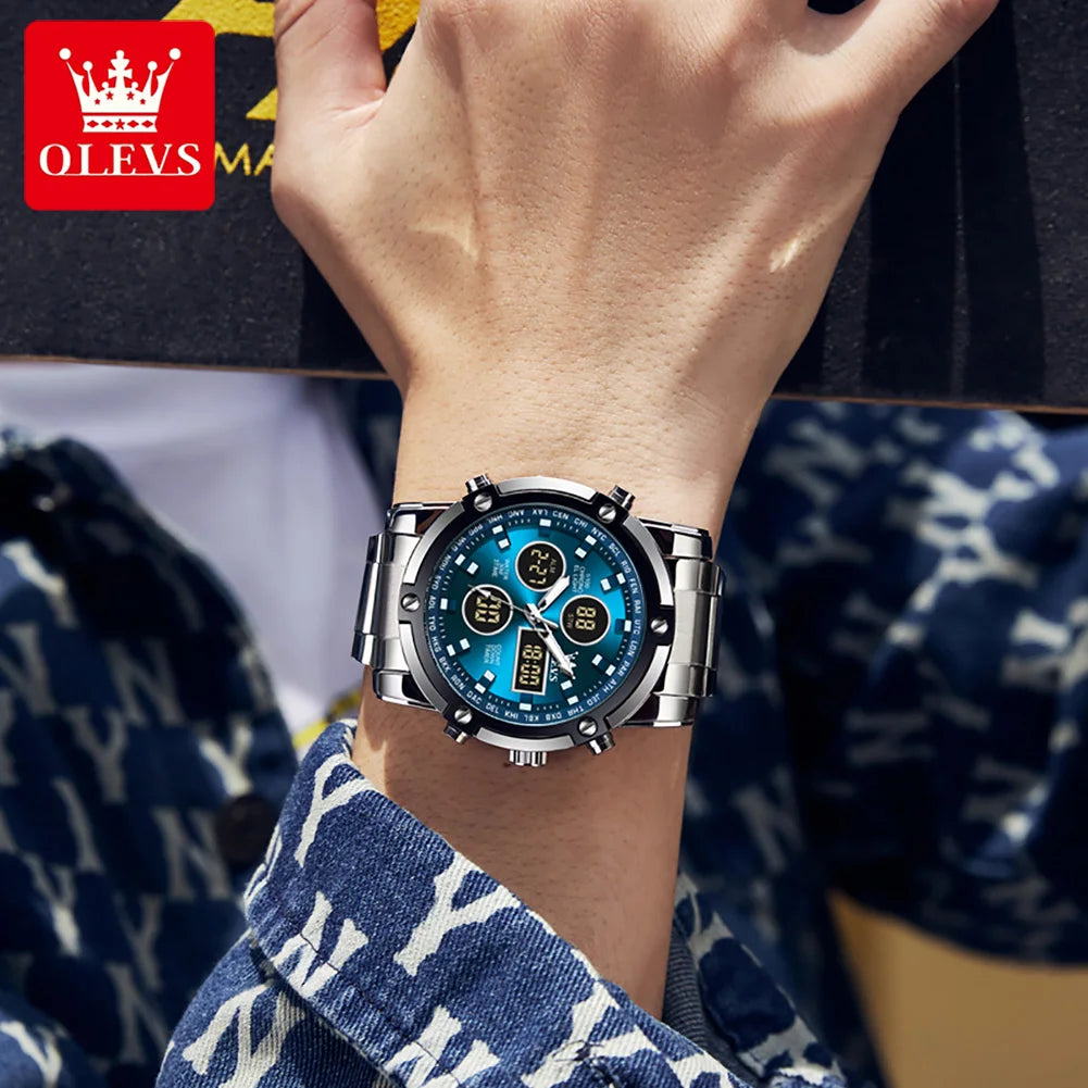 Men's Analog-Digital Stainless Steel Sports Watch