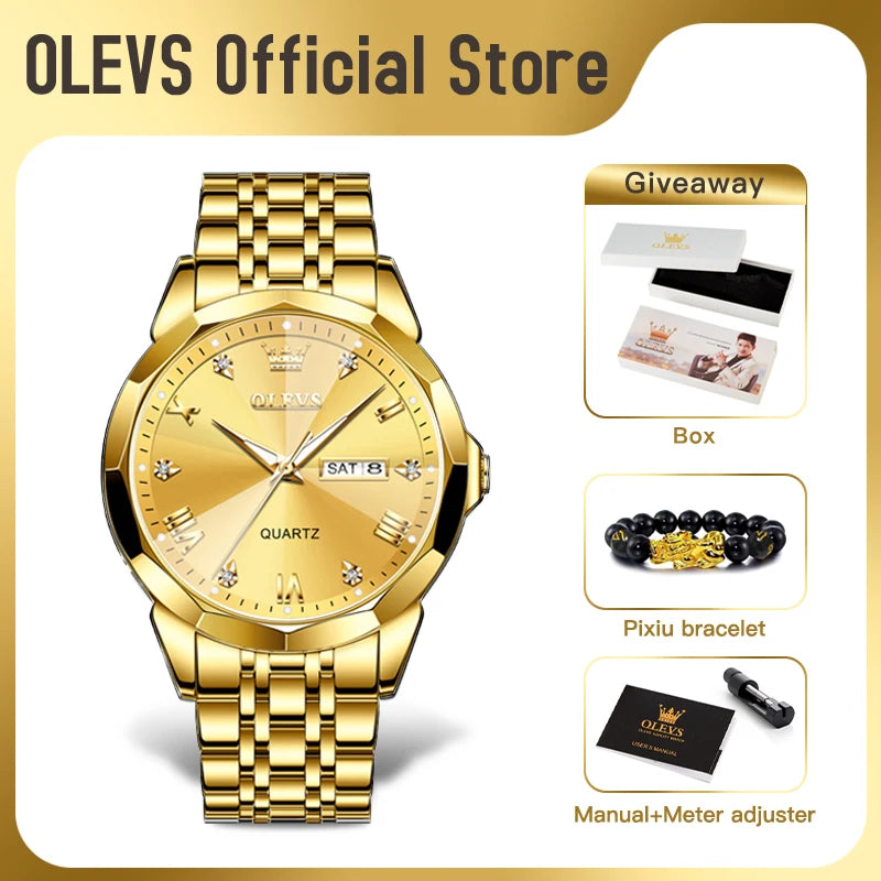 Men’s Luxury Quartz Watch With Date & Week Display