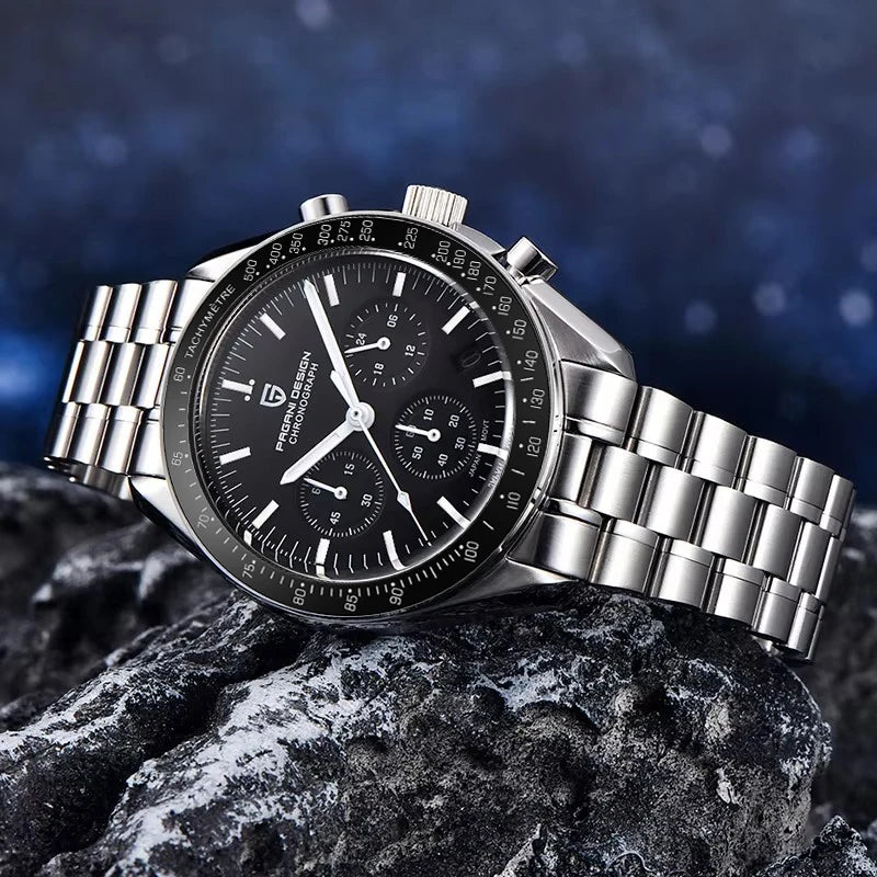 Men’s Luxury Chronograph Watch Quartz Moonphase Style