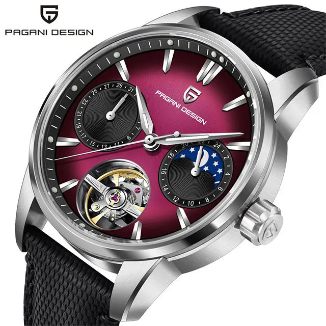 Men’s Tourbillon Automatic Watch Sapphire Crystal Leather