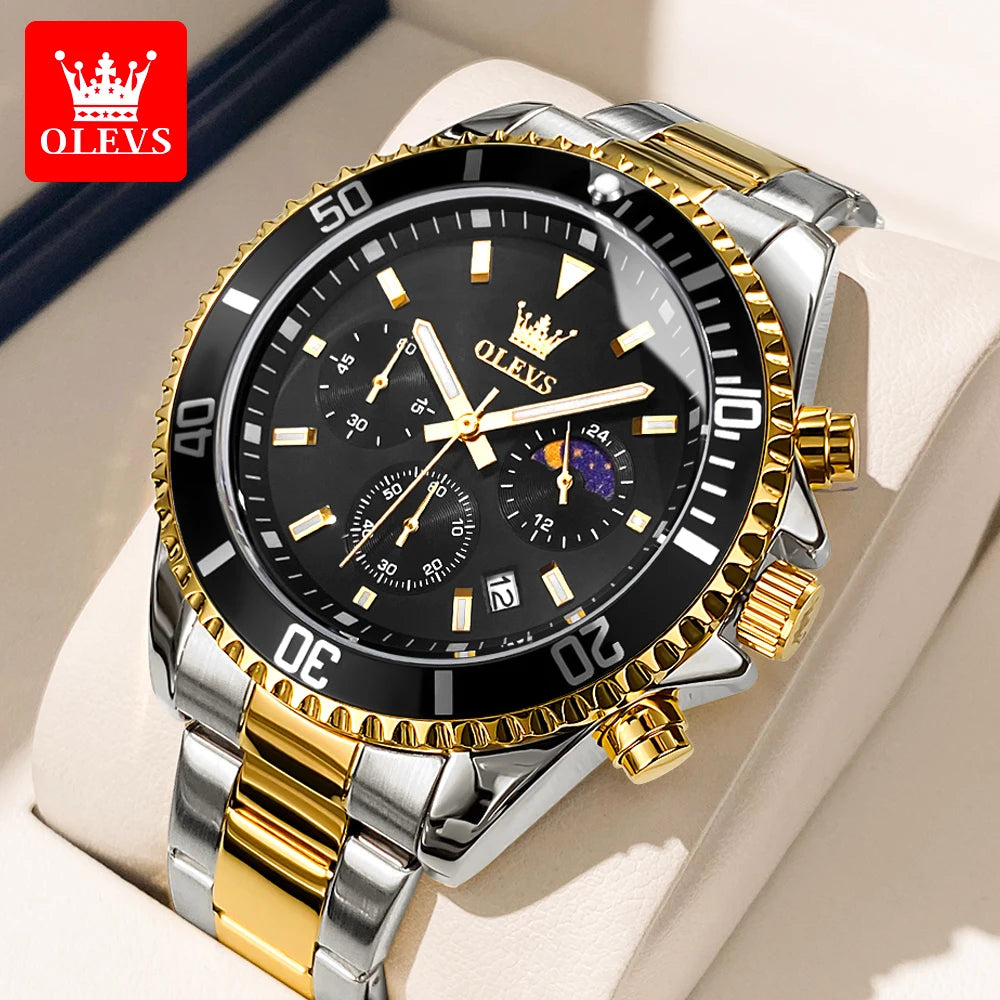 Men’s Luxury Moon Phase Chronograph Quartz Watch