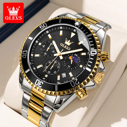 Men’s Luxury Moon Phase Chronograph Quartz Watch