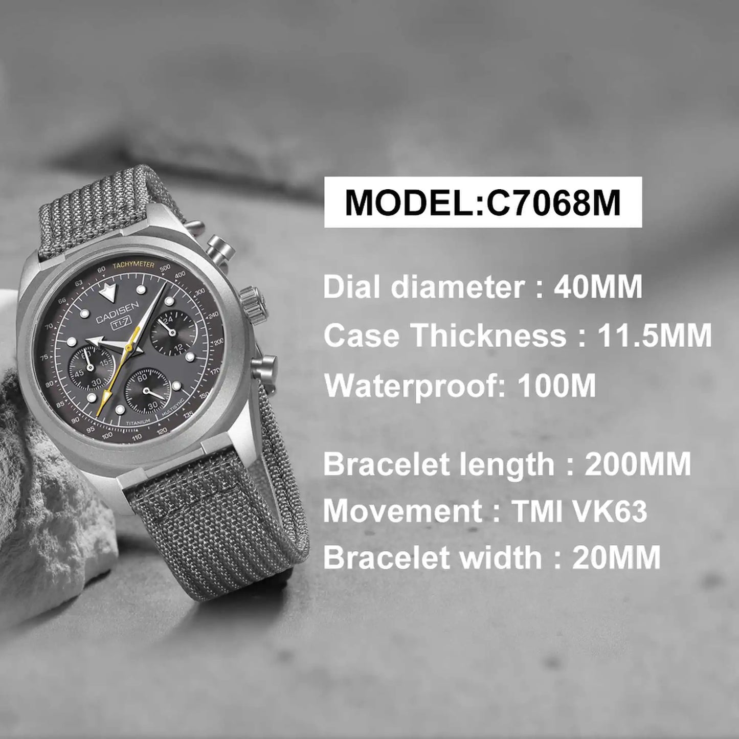 Luxury Quartz Chronograph Watch – Sapphire Crystal, 10 Bar