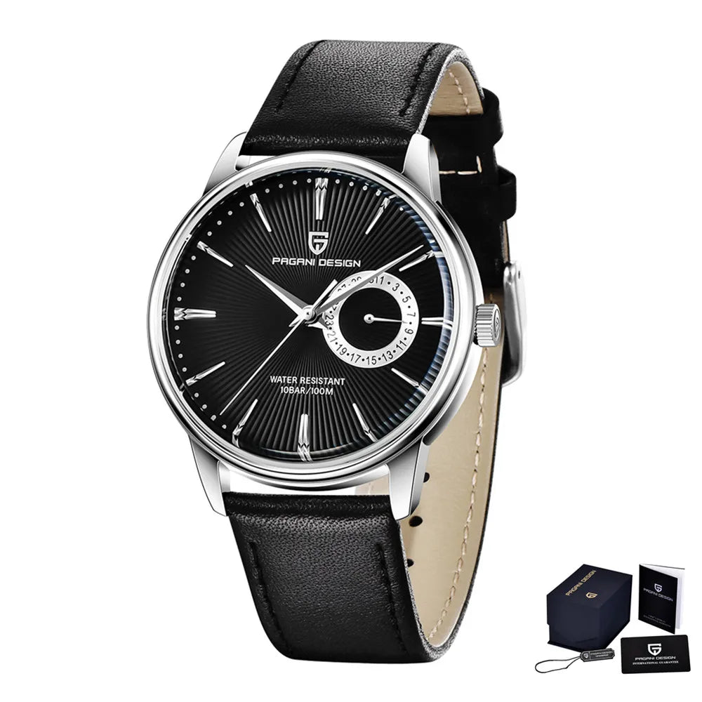 Men's Leather Quartz Watch – Waterproof Casual Design