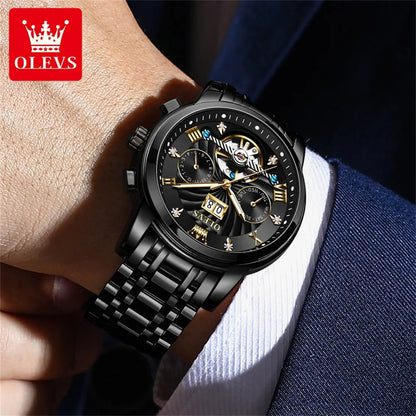Men's Automatic Skeleton Watch With Tourbillon Display