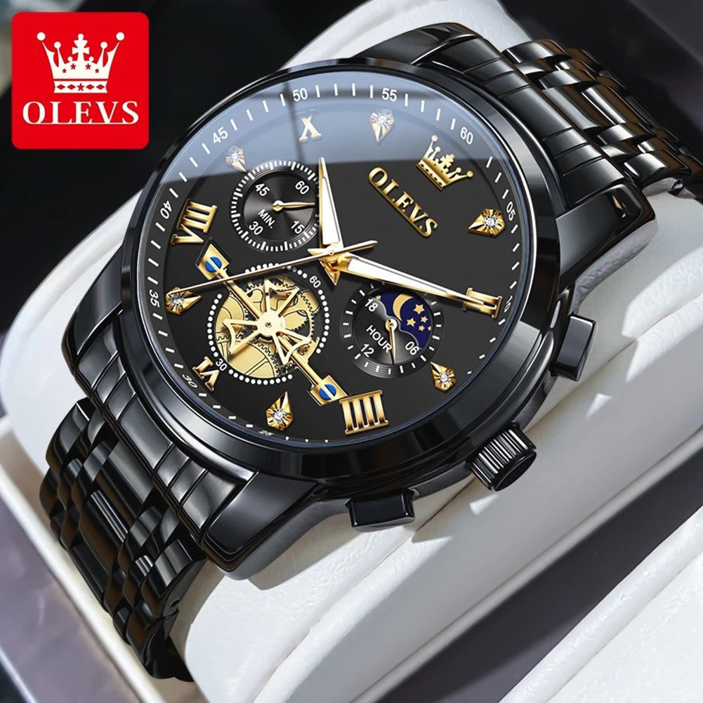 Men’s Chronograph Dress Watch With Moon Phase Display