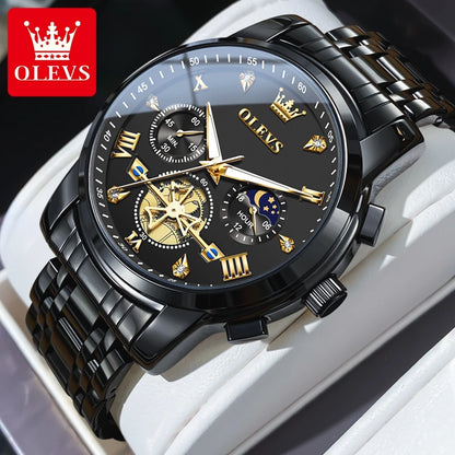 Men’s Chronograph Dress Watch With Moon Phase Display