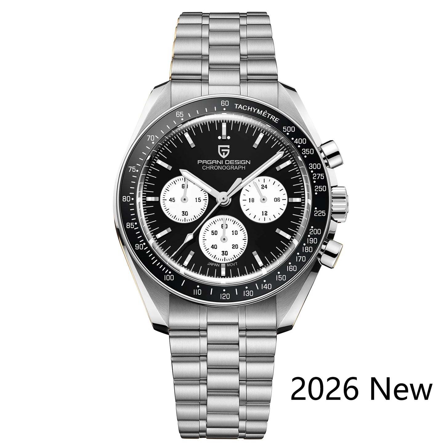 Men’s Retro Moon Chronograph Watch Quartz Stainless Steel