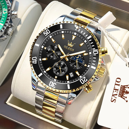 Men's Luxury Chronograph Watch With Moon Phase