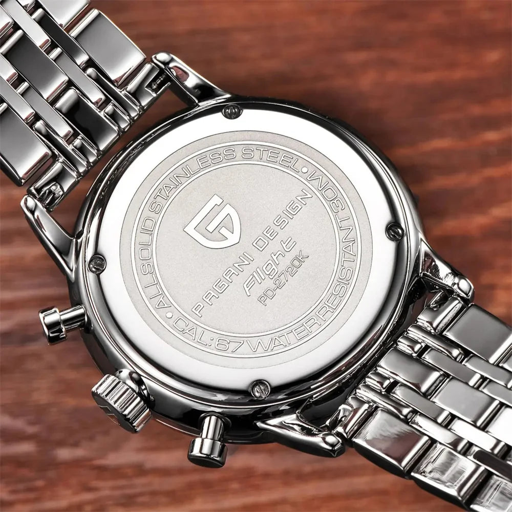 Men's Chronograph Quartz Watch With Stainless Steel Band