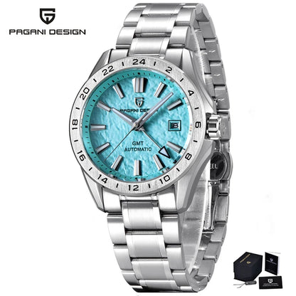 Men's GMT Automatic Watch Stainless Steel 100m Sapphire