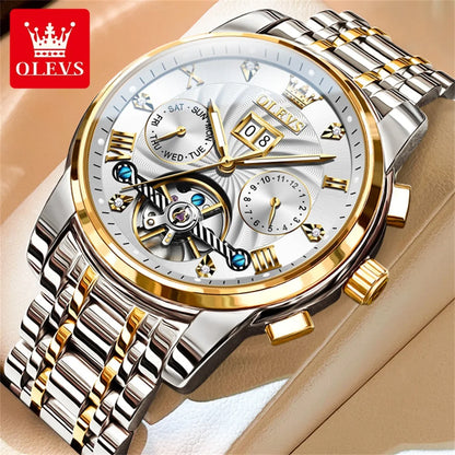 Men's Automatic Skeleton Watch With Tourbillon Display