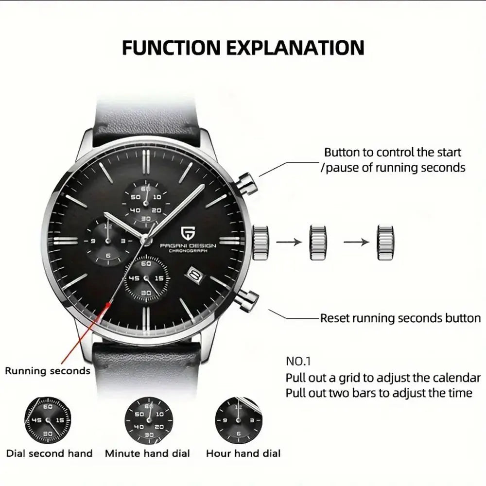 Men’s Chronograph Quartz Watch Sapphire Crystal 3Bar