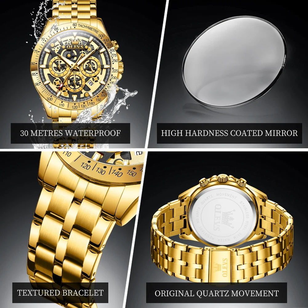 Men’s Skeleton Stainless Steel Chronograph Watch