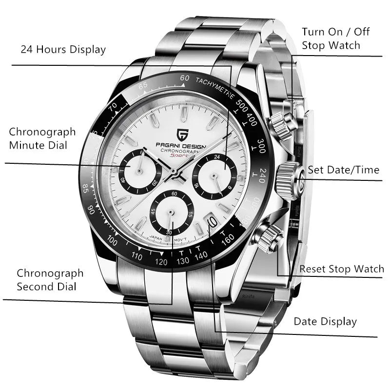Men’s Chronograph Sport Watch Sapphire Crystal 100M