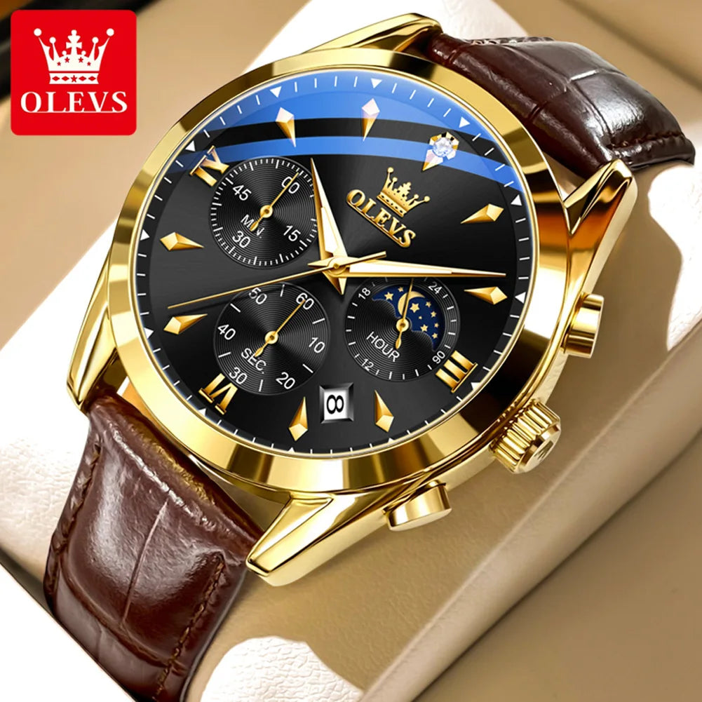 Men’s Chronograph Dress Watch With Moon Phase Display