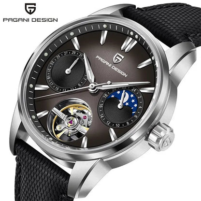 Men’s Tourbillon Automatic Watch Sapphire Crystal Leather