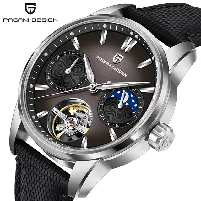 Men’s Tourbillon Automatic Watch Sapphire Crystal Leather