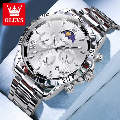 Men's Luxury Quartz Watch With Moon Phase Calendar