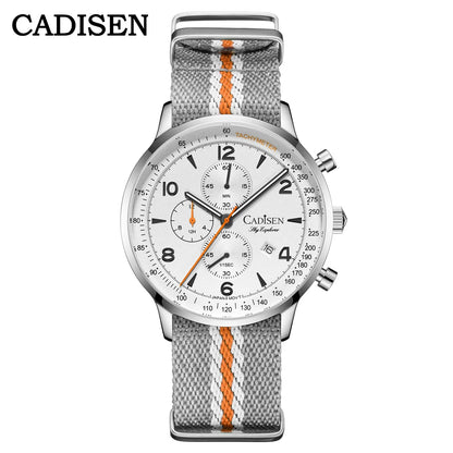 Men's Canvas Strap Chronograph Watch, 5ATM Waterproof