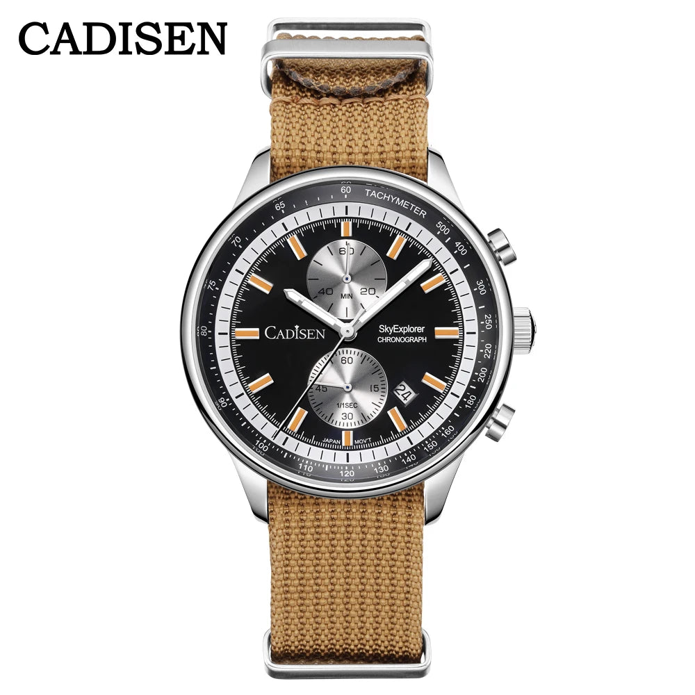 Men’s Canvas Chronograph Watch Quartz Luminous 5 Bar
