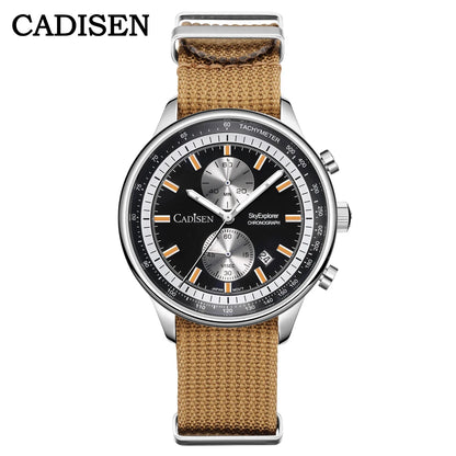 Men’s Canvas Chronograph Watch Quartz Luminous 5 Bar