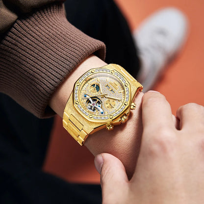 Men’s Automatic Skeleton Watch Stainless Steel Waterproof